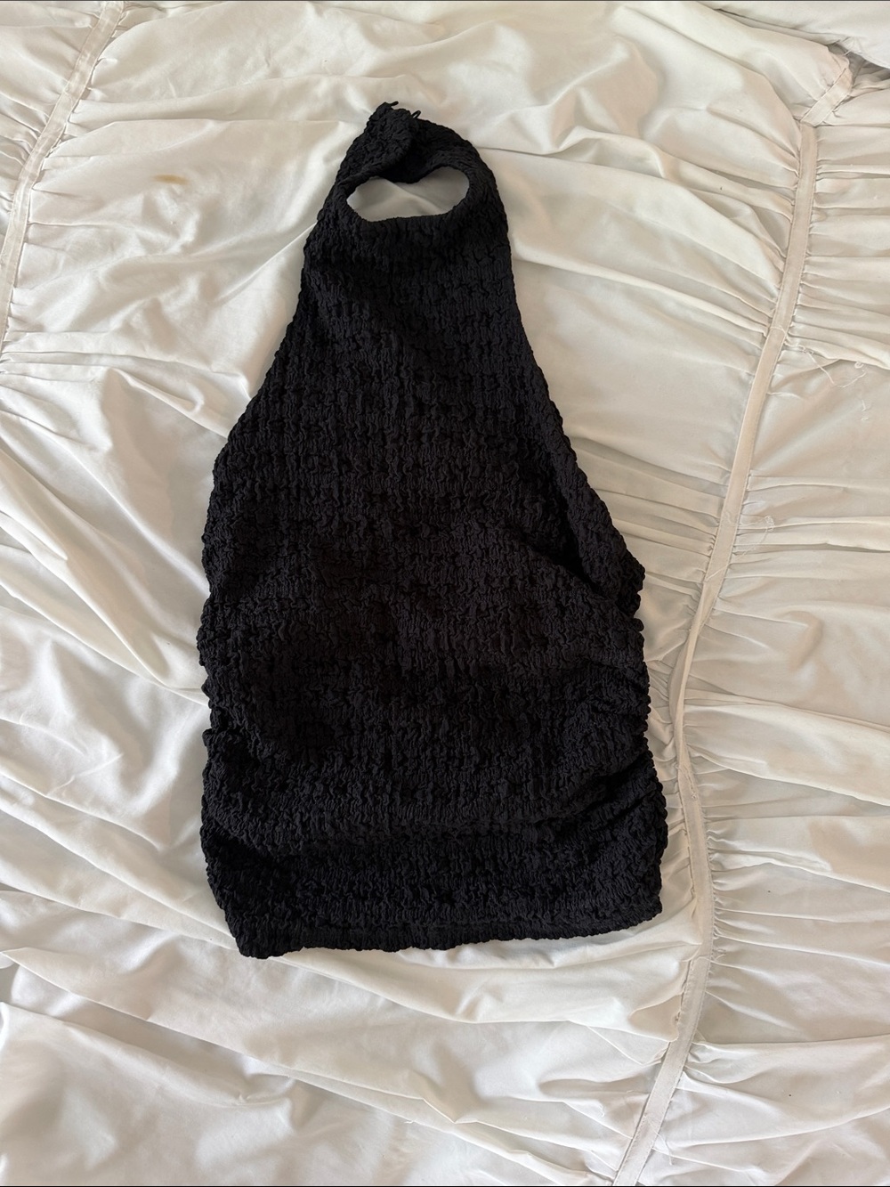 Zara Black Textured Halter Tank Top